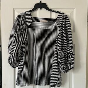 LOFT Monochrome Striped Blouse